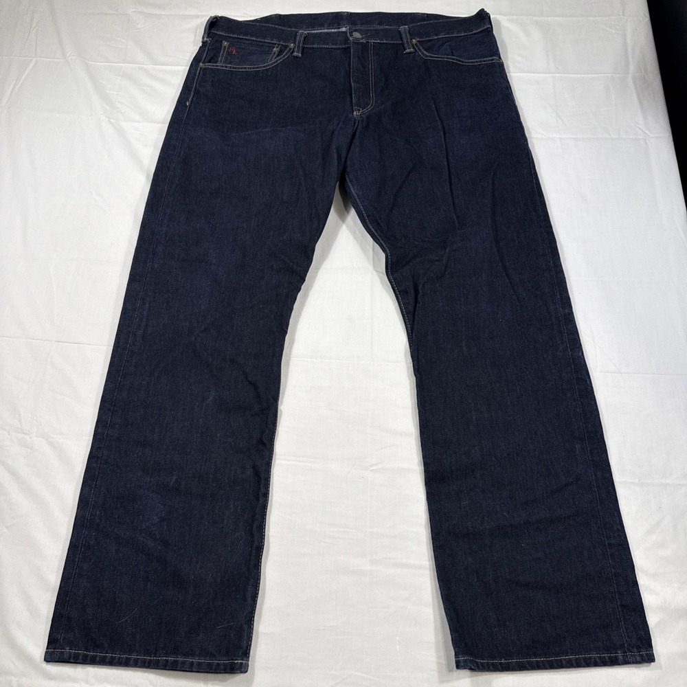 JEANS STRAIGHT Polo Ralph Lauren Men 38x30 Slim Dark Wash Distress